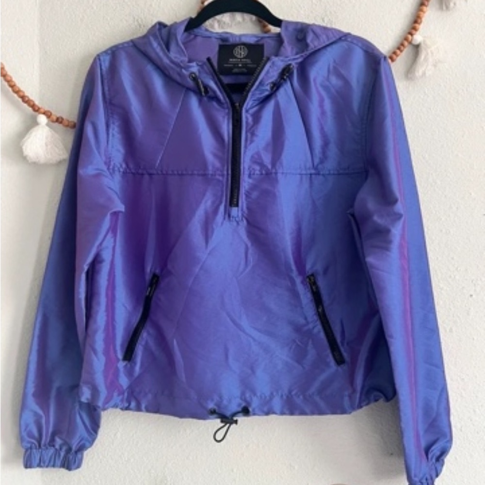Purple Hooded Bomber Windbreaker Jacket